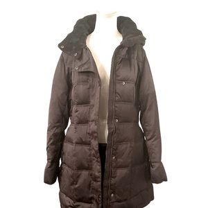 DKNY Black Winter Duvet Puffer Mid-Thigh Coat